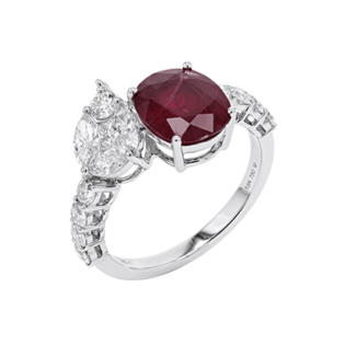 Ring in 18-karat white gold with a 2.37-carat ruby centre gem and diamonds with a total carat weight of 0.91 carat Christelle Limited