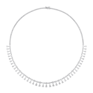 Necklace with fancy-shaped diamonds in 18-karat white gold. The diamonds have a total carat weight of 10.43 carats Christelle Limited