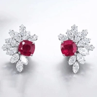 7 irresistible reasons to visit Jewellery & Gem ASIA next month! 4 P.V. Gems Platinum earrings with SSEF-certified Burmese rubies, each weighing over 3 carats, with a combined total weight of 6.65 carats. Complementing them are 6.96 carats of diamonds