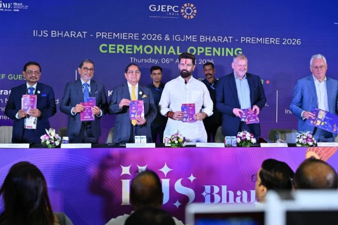 Shri Chirag Paswan Hon'ble Union Minister inaugurated the 42nd edition of IIJS Bharat Premiere 2026 at the Bombay Exhibition Centre (BEC), NESCO
